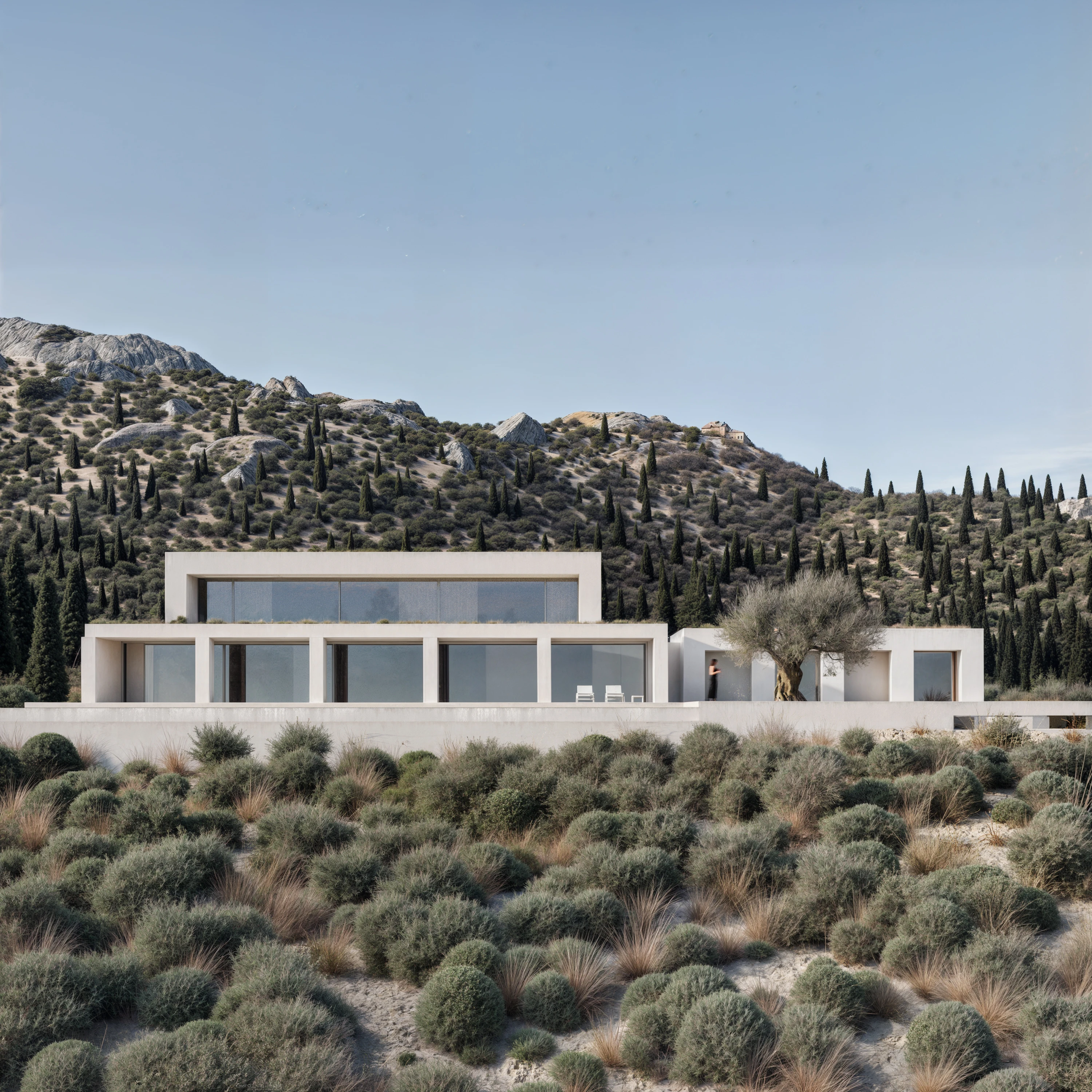 25.010 VSS — exterior and aerial view 1, private residence in Sarande, Albania, Andoni Studio