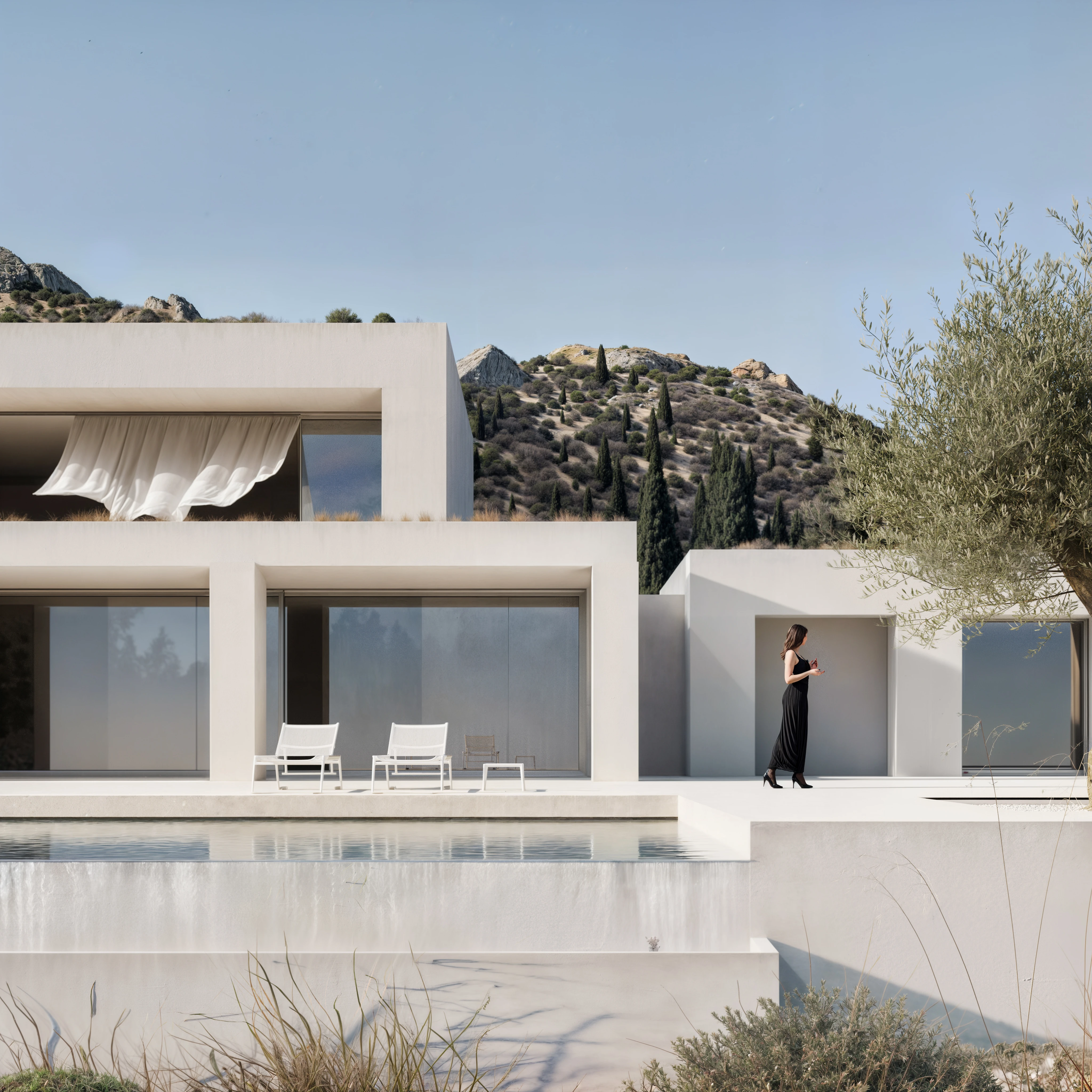 25.010 VSS — exterior and aerial view 3, private residence in Sarande, Albania, Andoni Studio